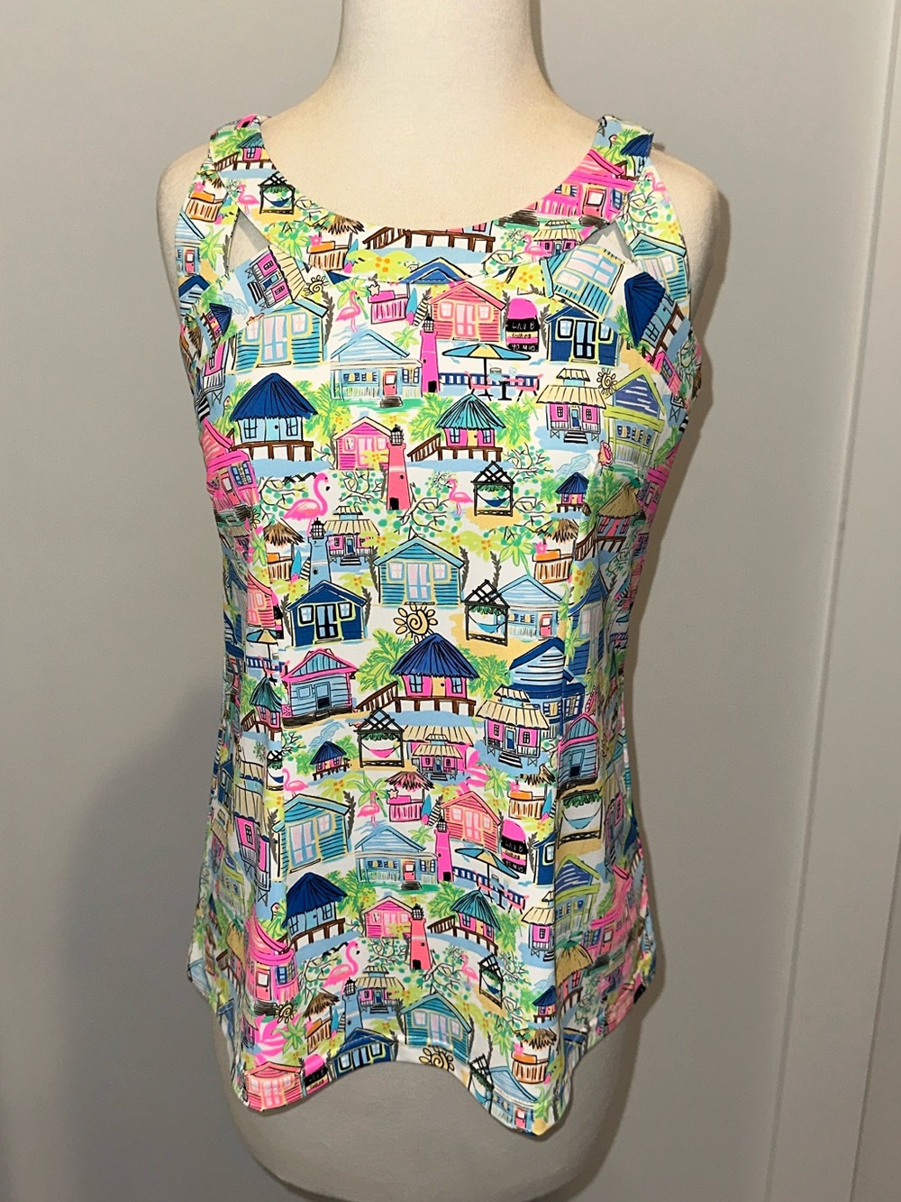 Lulu-B Women's Sleeveless Coastal Print Tank Top - Multicolor Size S